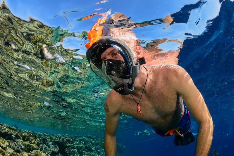 OCEANREEF OCEAN REEF - Aria QR + Quick Release Snorkeling Mask - Full Face Snorkeling Mask - 180 Degree Underwater Vision - 5 Colors and 3 Sizes - Black Color - Size S/M - Image 4